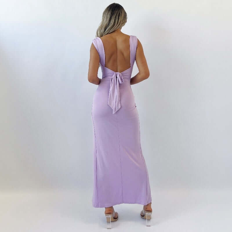 Back - Tie Slit Dress – Timeless Evening Glam - HalleBeauty